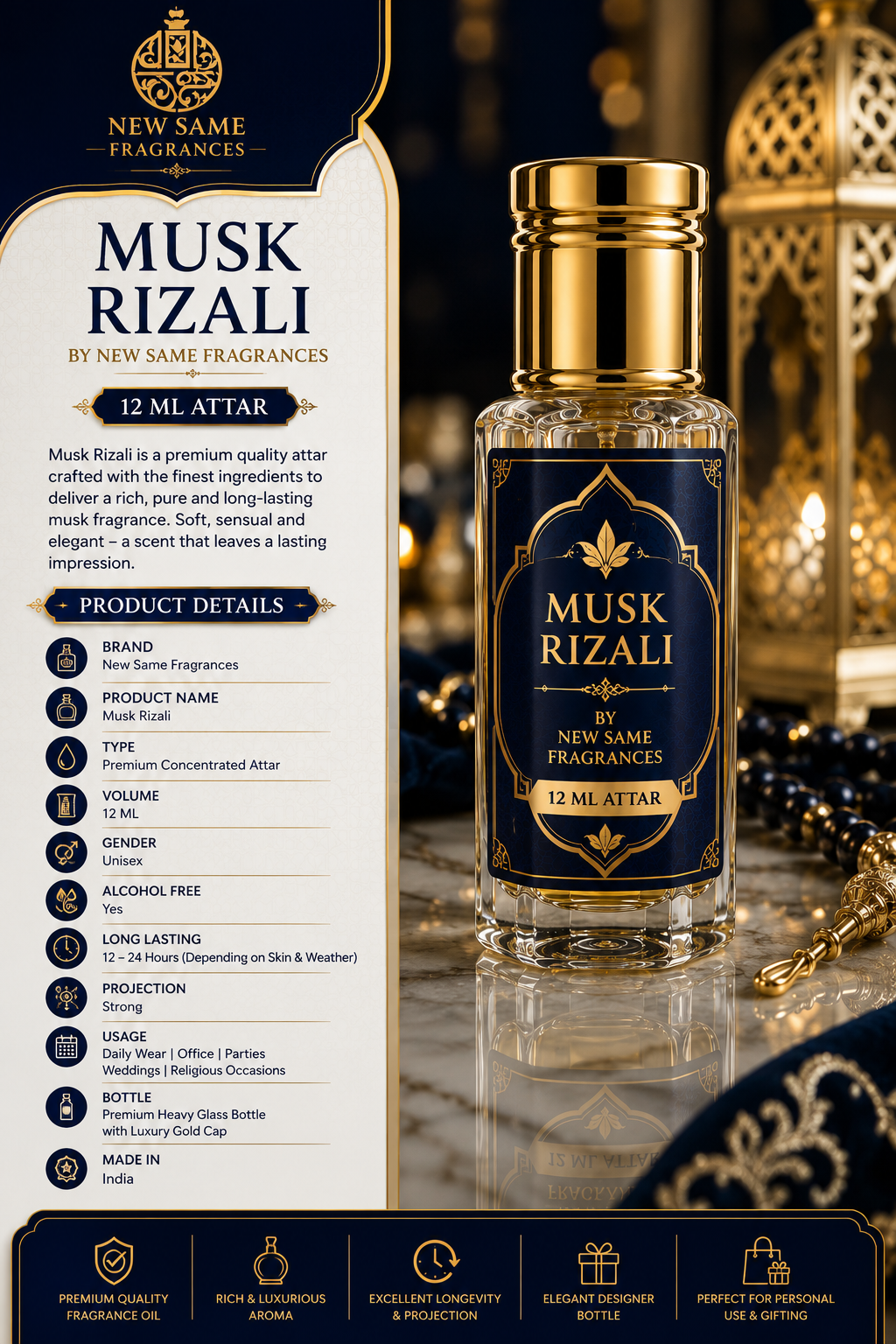 Musk Rizali Attar – 12 ML
By New Same Fragrance